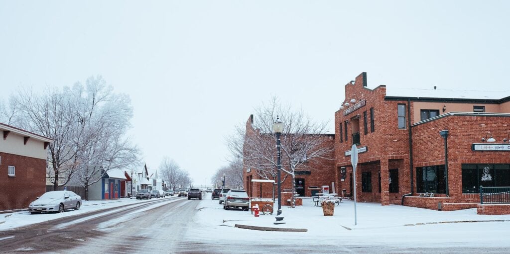 Advantage Stone Fabrication, Frederick Colorado weather, downtown with snow