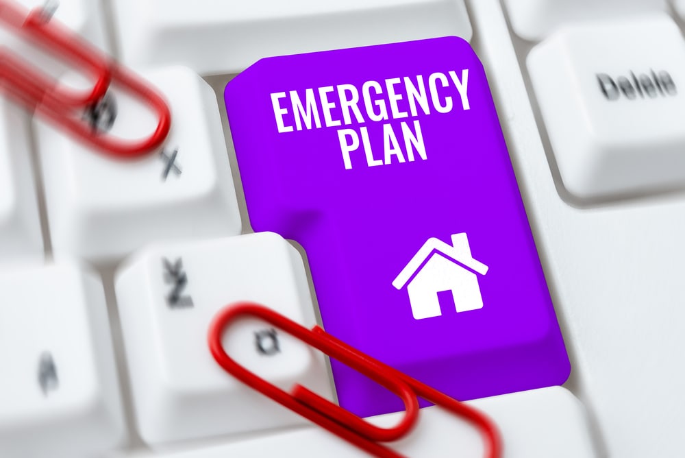 Advantage Stone Fabrication, Frederick emergency preparedness, purple computer key with "emergency plan"