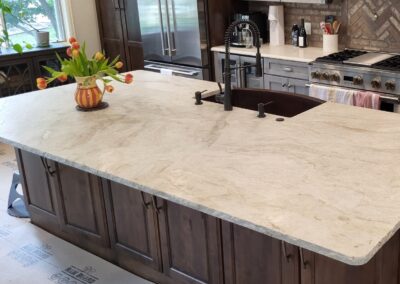 Image of caesarstone. Have you ever dreamt of having stunning quartz countertops and slabs for your kitchen or bathroom, but were discouraged by the high cost and limited options available in the market? It's frustrating to settle for less when it comes to the most important spaces in your home. Outdated countertops can make your kitchen look drab, while dull bathroom surfaces can take away from the overall aesthetics of your home. Introducing Advantage Stone Fabrication, your one-stop solution for exquisite quartz countertops and slabs. We offer a wide range of options that are not only affordable but also customizable to suit your unique style and preferences. With Advantage Stone Fabrication, you can transform your kitchen or bathroom into a luxurious space that reflects your personal taste. Our expert craftsmen ensure precision fabrication and installation, guaranteeing a flawless finish that will leave you in awe. Don't settle for mediocre when you can have exceptional. Upgrade your home with Advantage Stone Fabrication's quartz countertops and slabs today!